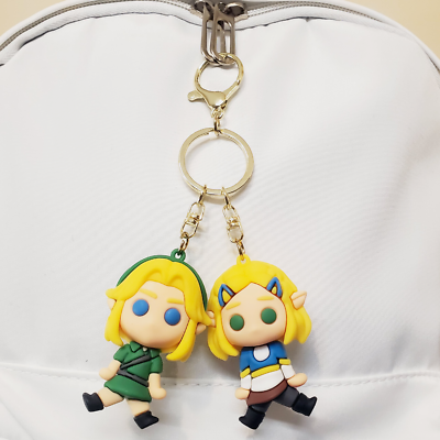 Link and Zelda mini figures keychain backpack clip accessory
