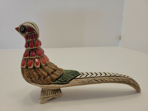 Artesania Rinconada Pheasant Stoneware Figurine Signed Clay Enamel Folk Art - Picture 3 of 9