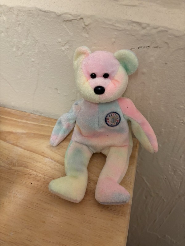 Ty Beanie Babies Birthday Bear Pastel Tie-Dye Plush Retired 2000 MPN 4259