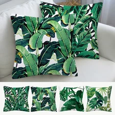 4Pcs Zipper Tropical Plants One Side Print Sofa Square Pillowcase Cushion Cover