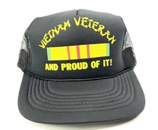 Vintage 80s trucker hat Vietnam Veteran Proud Of It SnapBack Mesh Cap USA