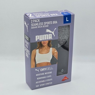 PUMA Seamless Sports Bra Women s DRYCELL Square Neck Convertible Back 2 Pack