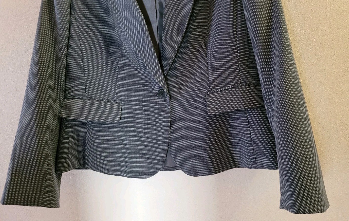 Talbots Linen Blazer Jacket Solid Gray One-Button… - image 4