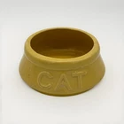 Vintage Art Pottery Cat Bowl Yellow Glaze Ceramic McCoy Ohio Sloped Side Round