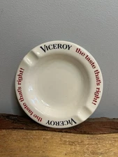 Vintage Round White Ceramic VICEROY Cigarette Advertising Ashtray. Has Chip.