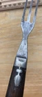Antique 1800s Civil War era Three-Tine Fork Utensil Hardwood Handle