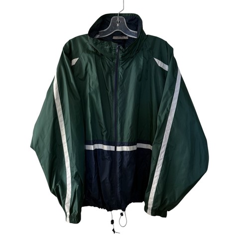 Vtg Sears Men's Store Retro Windbreaker Jacket Size 2XL Green Navy Blokecore - Picture 11 of 11