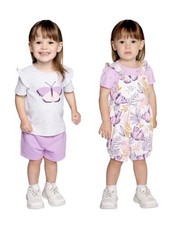 Pekkle Baby Girl 4 piece overall shorts set Butterfly Size 18 Months New