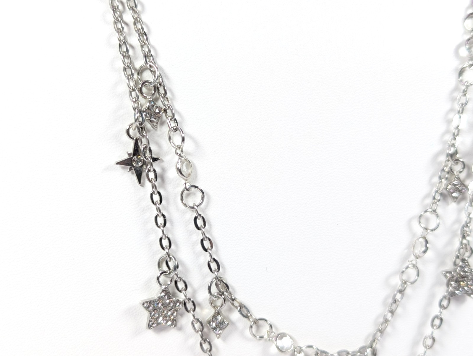 Layered Celestial Silver Two Strand Necklace Moon… - image 3