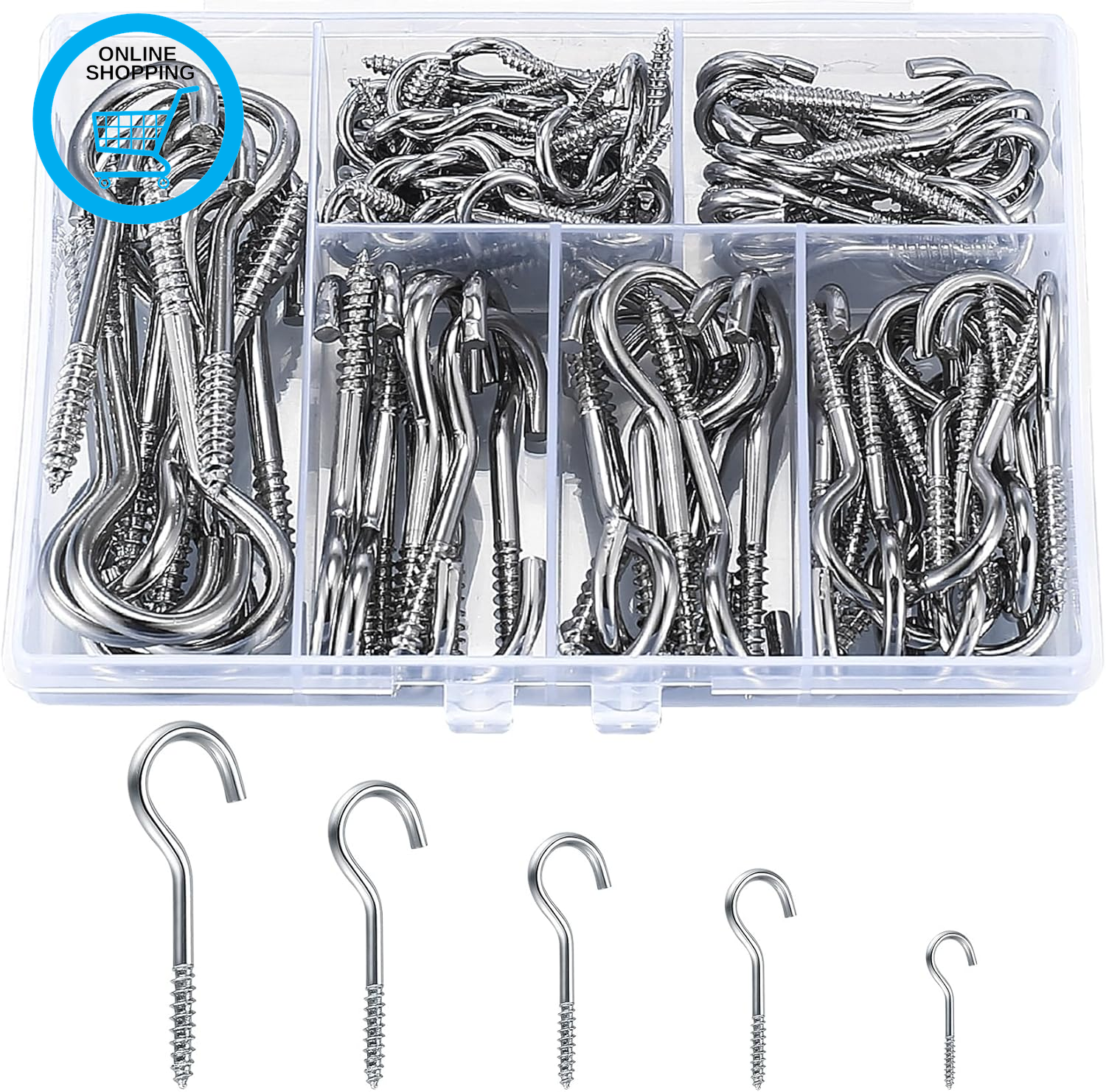 115 Pcs Ceiling Screw Hooks, Metal Small Cup Hooks for Hanging Plants, Cups, Key