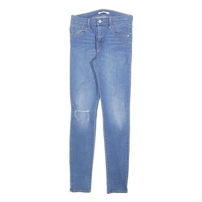 LEVI'S 721 Damen Jeans Blau Slim Skinny Denim Medium W26 L30 Stretch Zip