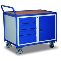 Werkstattwagen Mit Schubladen, Schrank Und Arbeitsplatte Mobile Werkbank 59X98Cm