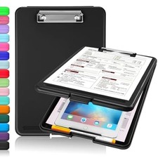 Soeuz Foldable Clipboard with Storage, Low Profile Clip for Nurses Teachers