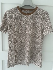 Authentic NWT HERMES LOGO T-SHIRT BROWN WHITE 38