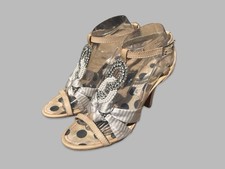 Vintage Designer Christian Lacroix Open Toe Rhinestone Crystal Silk Heels Sz 39