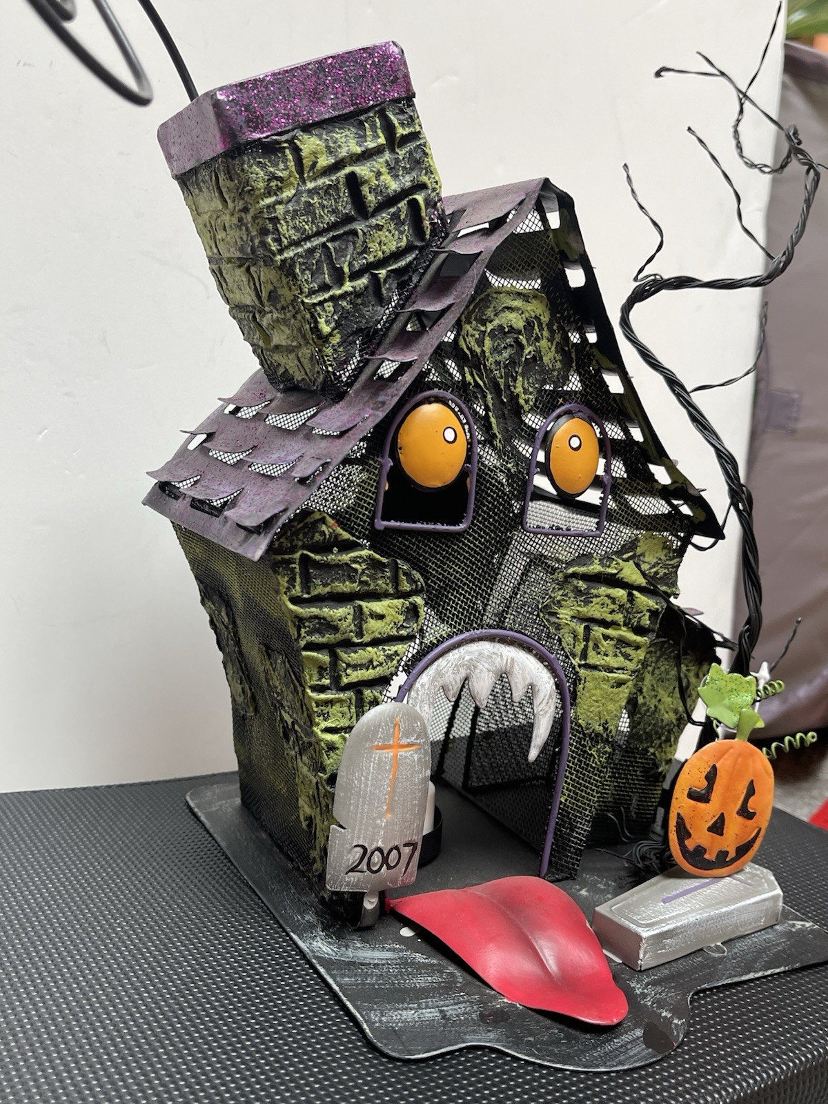 Sculpted Metal Halloween Haunted House Tea Light Votive Candle Holder - 2007