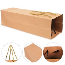 12 Pcs Kraft Paper Wine Bottle Gift Bags With Handle Bags 9.5 x 9 x 35 cm