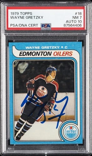 1979 TOPPS #18 WAYNE GRETZKY ROOKIE RC PSA 7 AUTO 10