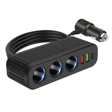120W 3-Socket Car Cigarette Lighter Splitter DC 12-24V Universal Compatibility