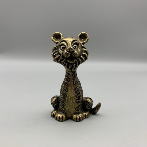 Vintage MOD DEP Messing Tiger Löwe Figur Safari Wildlife 3,25 in Made in Italy