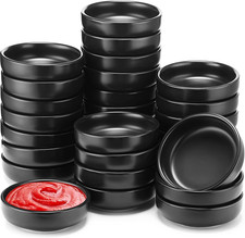30 Pcs Ceramic Soy Sauce Dish Porcelain Dipping Bowls, Matte Black