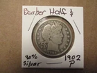 Barber Half Dollar,  1902-P, 90% SILVER!! #23
