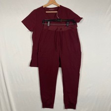 Mandala Scrubs Set Women  s Small Top  Petite XSPant Wine Red Work Uniform