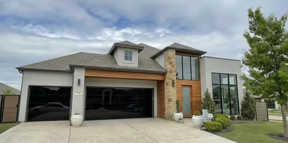 18 x 8 FULL VIEW FRAMELESS GARAGE DOOR WITH BLACK TINTED TEMPERED