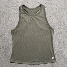 Vuori Sunrise Women's Large High Neck Tank Top Green Ribbed Racerback Gym Yoga