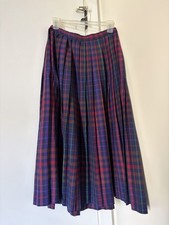 Evan-Picone Vintage 100 Wool Skirt Purple Blue Green Plaid Women's