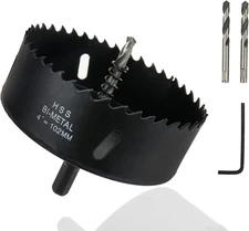 Hole Saw 4-Inch Dia Hole Cutting Drill Bit for Drilling Holes in Wood, Plastic,