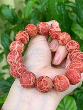 Natural Coral 15.5-16mm beads Bracelet, Wrist 19.7CM, Certified