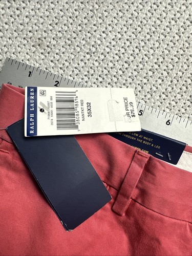 Polo Ralph Lauren Pantalone Chino Classico Tinta Unita Frontale Piatto Uomo 35x32” Nantucket Rosso - Foto 7 di 8