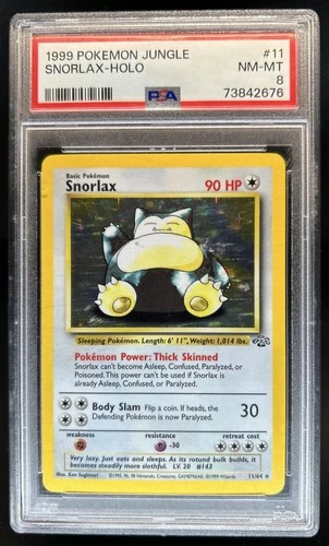1999 Pokemon Jungle Snorlax Holo #11/64 PSA 8
