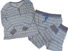 Jane and Bleecker XXL blue white snowflakes thermal top bottom PJs Pajamas Set