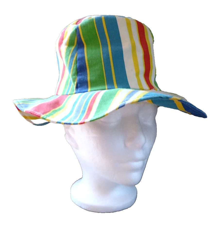 Genuino Vintage Años 70 Hecho a Mano Floppy Playa Sol Sombrero Retro Hippie Boho Arco Iris Foto 2 de 4