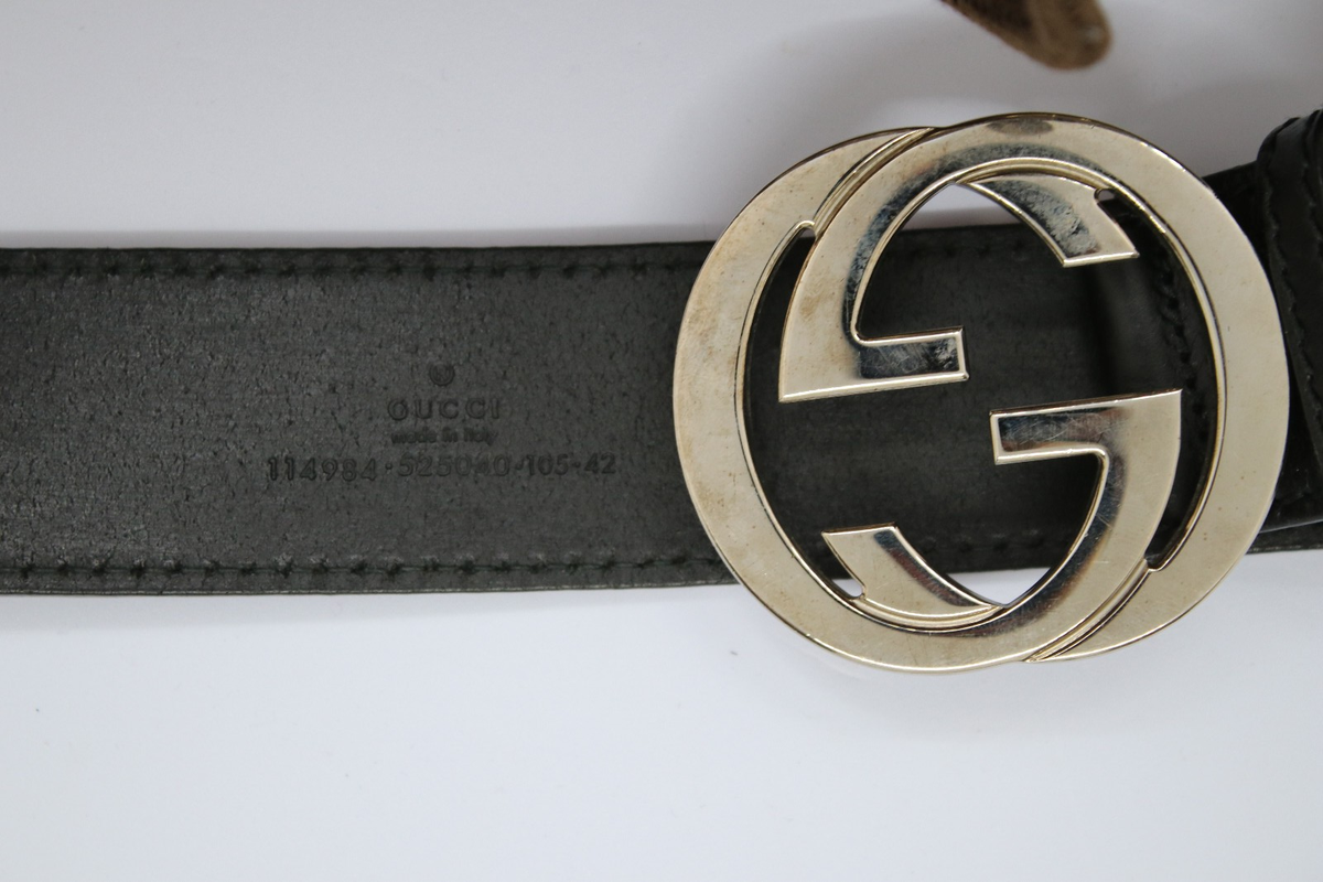 Authentic Gucci Black Silver Belt with Iconic GG Buckle 105•42 Gucci Patent Double G Thin Belt 105 42 Black 1797368  main image 4