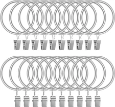 20pcs Rustproof Drapery Matte Stainless Steel Metal Curtain Rings with Clips,Ten