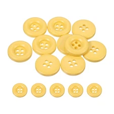 10pcs Sewing Button 18mm 4 Holes Resin Round Crafting Buttons, Yellow