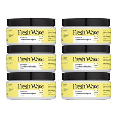 Fresh Wave Lemon Odor Gel - Plant-Based Odor Eliminator 7 oz x 6 Jars Pack