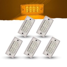 5x Amber Cab Marker Lights 12 Led Top Roof Running Rectangle Cab Lights Led