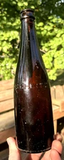 NICE AMBER SCHLITZ BEER BOTTLE MILWAUKEE SLOPED SHOULDER 1910'S ERA CLEAN L@@K