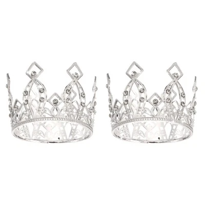 2 pièces couronne princesse argentée diamant carrée - Photo 1/4