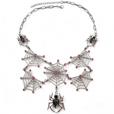 Gothic Spider Web Choker Necklace with Red Crystals, Black Metal ...