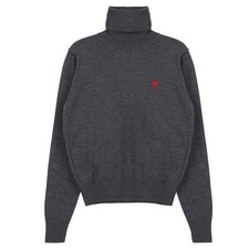 AMI Chainstitch Heart Logo Merino Wool Turtleneck Sweater FKS411 142599913