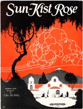 Sun-Kist Rose by Cal De Voll, 1923, Antique sheet music
