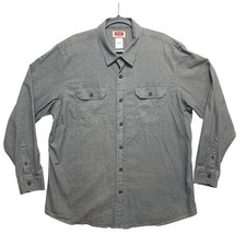 Wrangler Shirt Mens XL Gray Long Sleeve Stretch Workwear Button Up