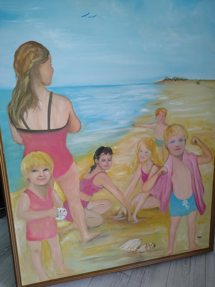 "At The Beach" Large Original Painting By Tampa Bay Artist Norma Ann Felsmaier - Image 2 of 3