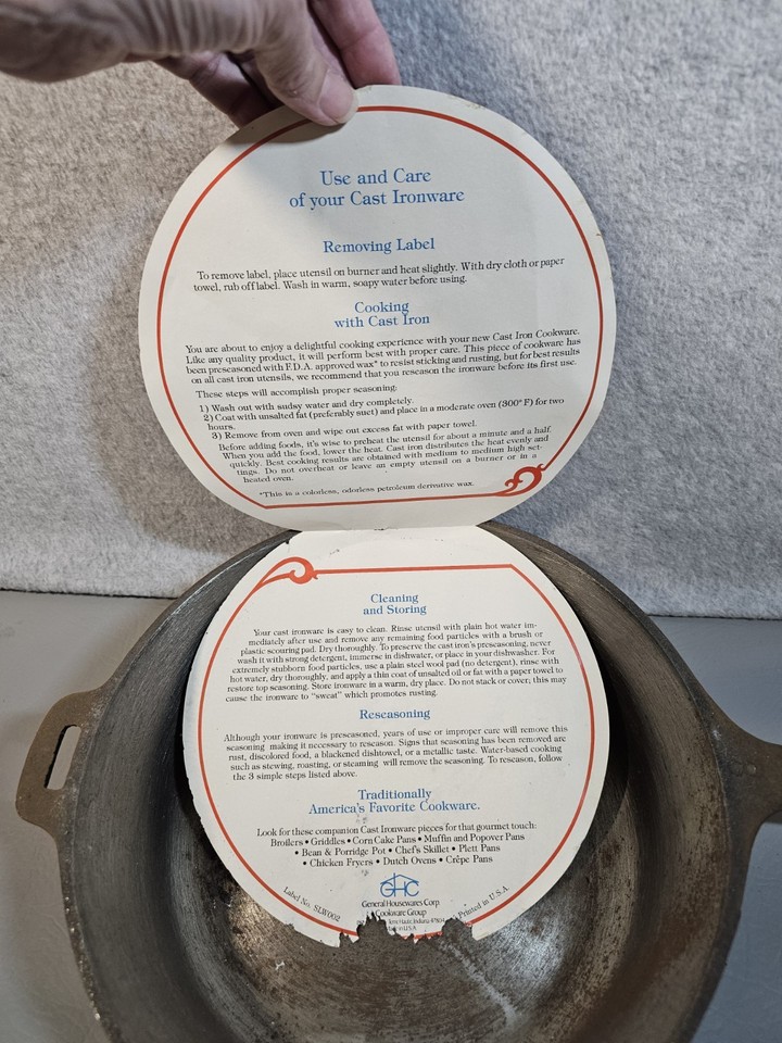 Wagner Ware 10 1/2” Cast Iron Chicken Fryer #8 Made In USA Unused Has ...