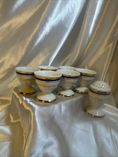 Vintage porcelain ovary bowls, six pieces, and one salt bowl